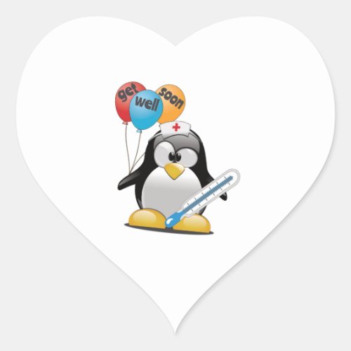 Get well soon Penguin Nurse Heart Sticker