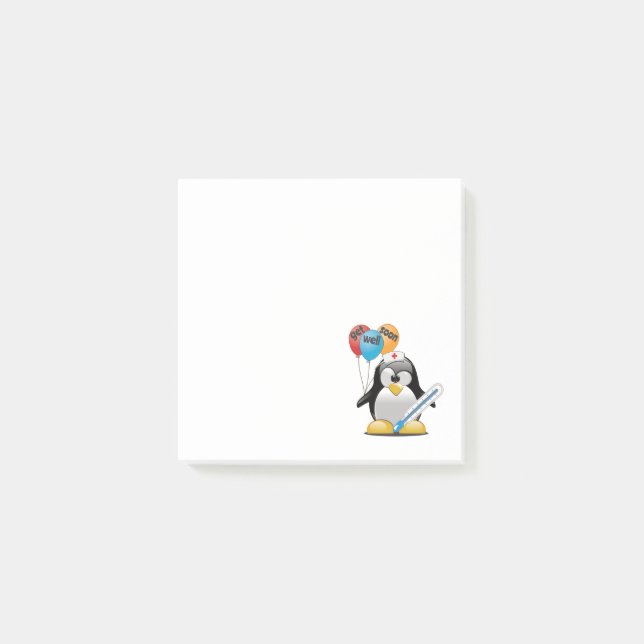 Get well soon. Penguin Nurse. Post-it Notes (Front)