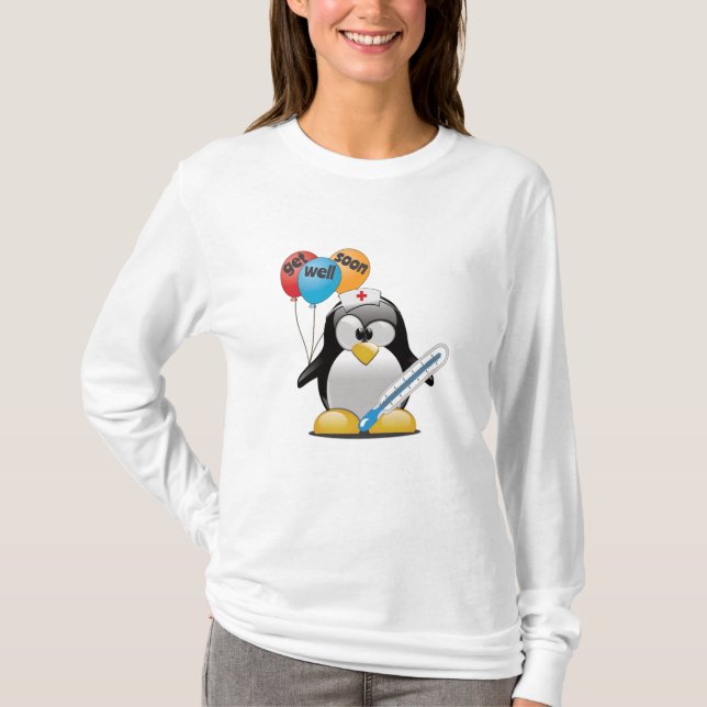 Get well soon. Penguin Nurse. T-Shirt (Front)