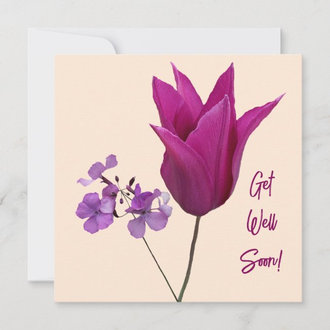 Get well soon pink Dutch tulip flowers cute girly  Holiday Card (Front)