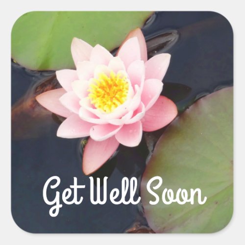 Get Well Soon Pink Water Lily 1 Stickers