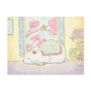 get well soon polar bear bunny watercolour postcard