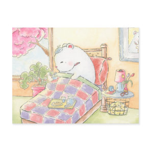 get well soon polar bear bunny watercolour postcard