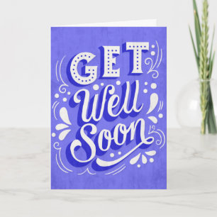 Get Well Soon Purple Vintage Style Typography Card