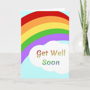 Personalised Get Well Soon Card Teddy Bear cute Rainbow -  Sweden