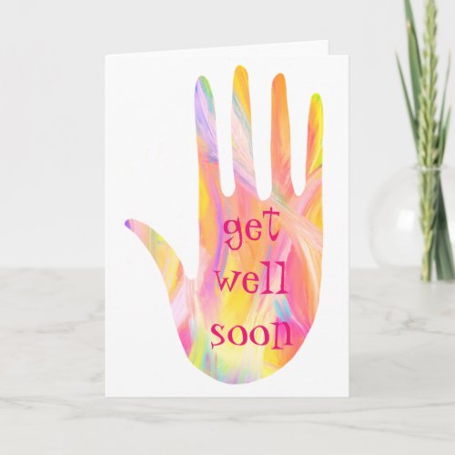 Get Well Soon RAINBOW HAND Customize it Card