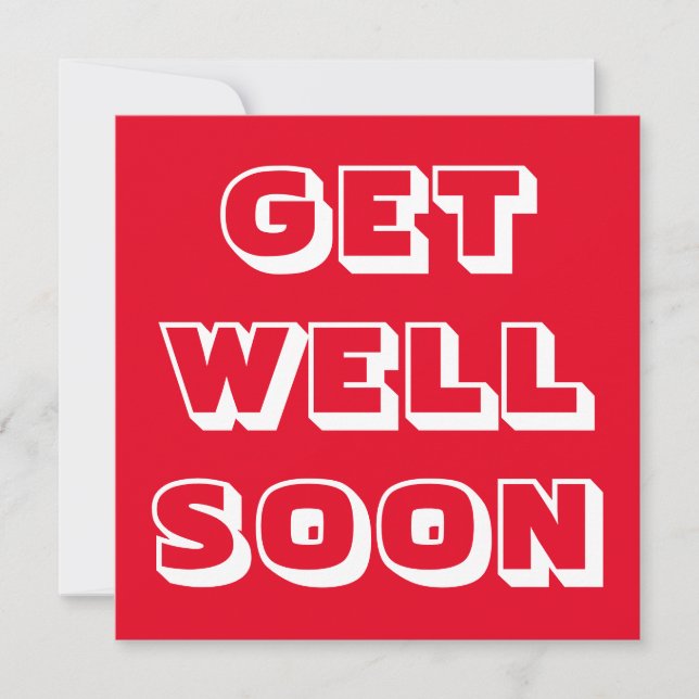 Get Well Soon red white bold typography modern Card (Front)