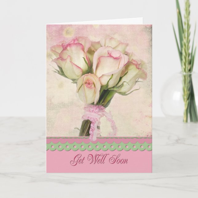 Get Well Soon Rose Bouquet Card (Front)