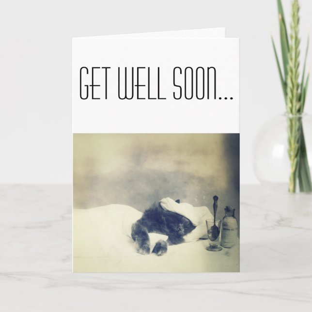 Get Well Soon (Sick Cat) Card (Front)