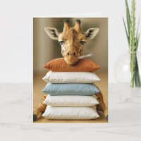 Get Well Soon Sick Giraffe On Bed Pillows