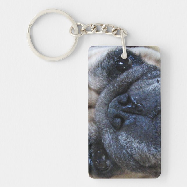 Get Well Soon Sick Pug Dog Keychain (Front)