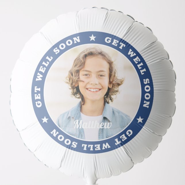 Get Well Soon Simple Modern Custom Photo Balloon (Front)