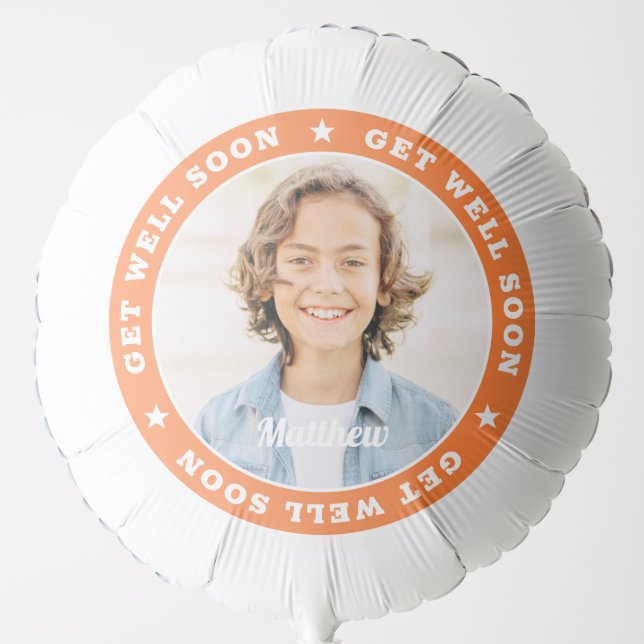 Get Well Soon Simple Modern Custom Photo Balloon (Front)