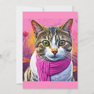 Get Well Soon – Spring Flu Recovery   Cozy Cat Note Card