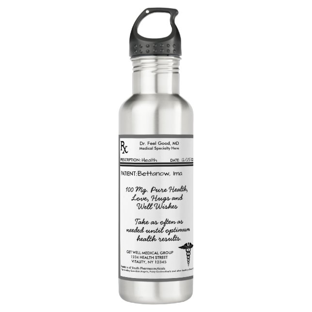 Get Well Soon Stainless Steel Water Bottle (Front)