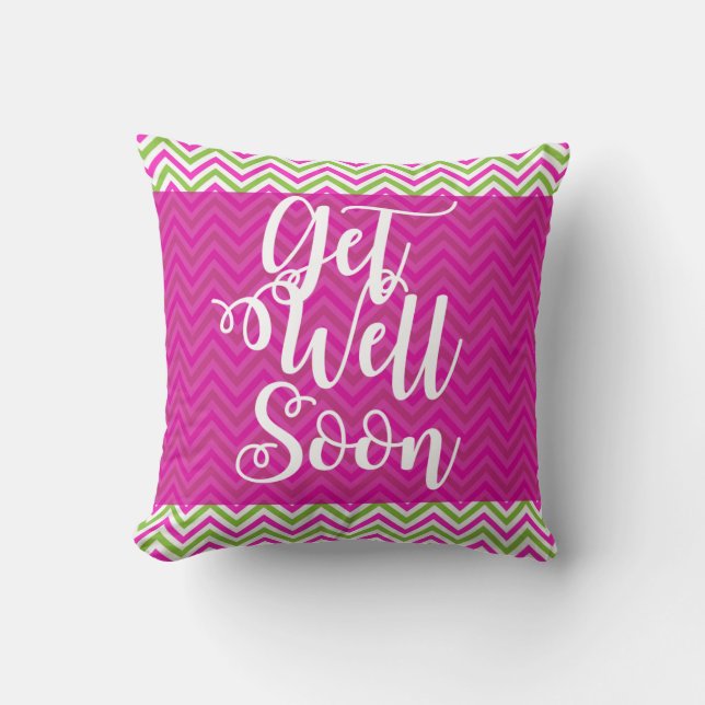 Get Well Soon Striped Decorative Gift Pillow (Front)
