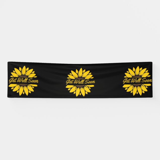 Get Well Soon Sunflower 2.5x10 Vinyl Banner (Horizontal)