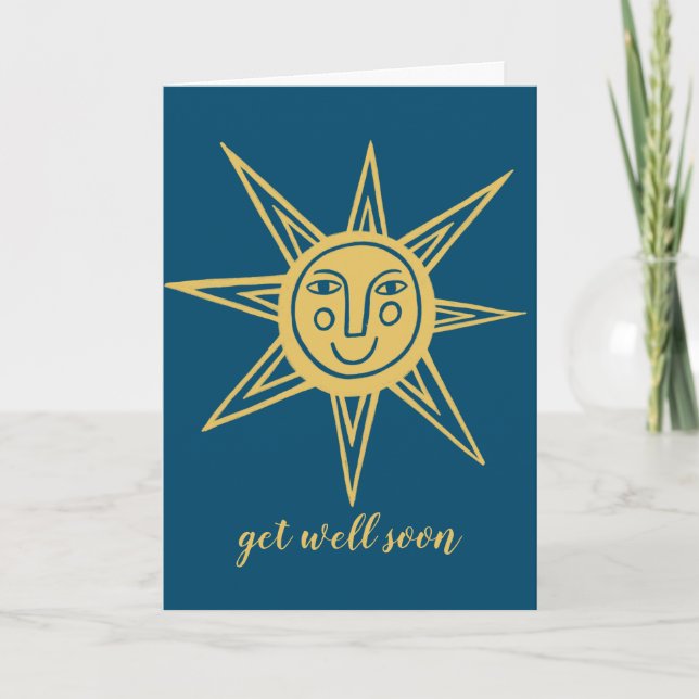 Get Well Soon Sunshine Blue Card (Front)