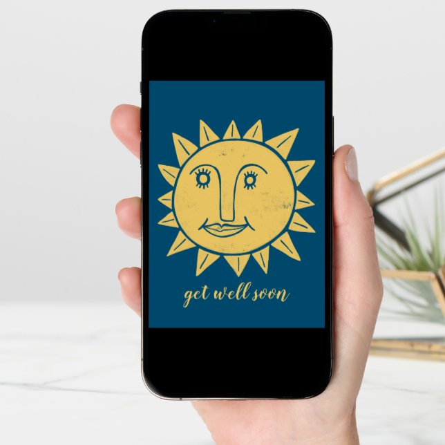 Get Well Soon Sunshine Sympathy Care Blue CUSTOM Card (Front Digital)