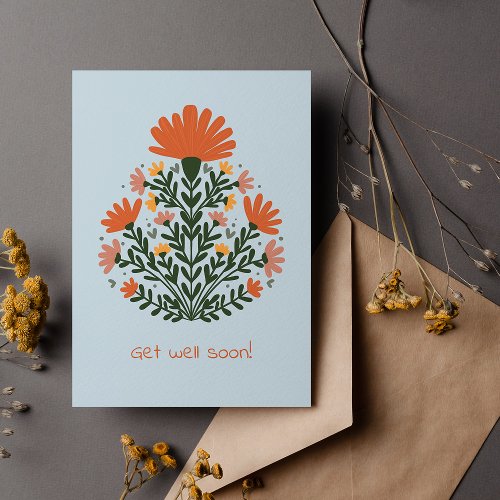 Get well soon symmetrical floral bouquet card