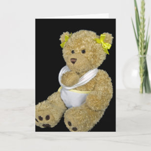 Teddy Bear Holding Card Get Well Soon Isolated Stock Photo