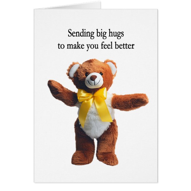 Get Well Soon Teddy Bear Hugs  Cards (Front)