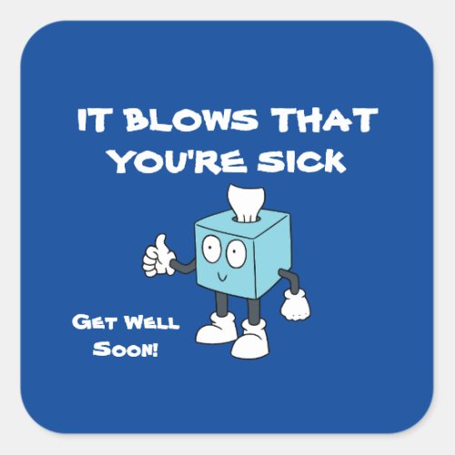 GET WELL SOON TISSUE  BOX Folded  Square Sticker