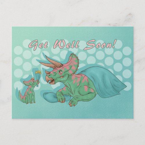 Get Well Soon Triceratops Postcard