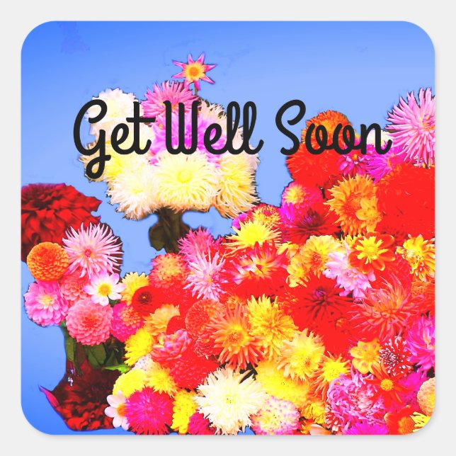 Get Well Soon Various Dahlias #2-1 Stickers (Front)