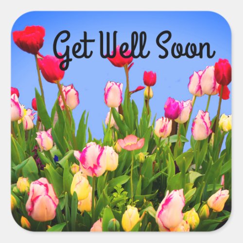 Get Well Soon Various Tulips 3 Stickers