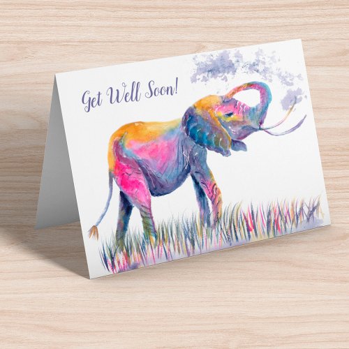 Get Well Soon Watercolor Elephant Card