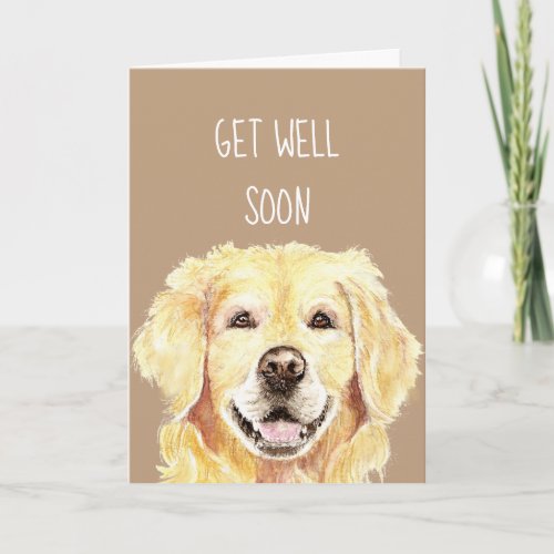 Get Well Soon Watercolor Golden Retriever Dog Card