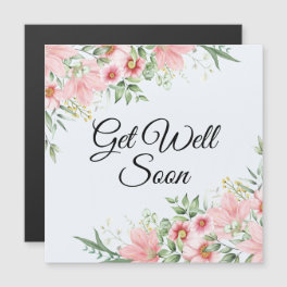 Get well soon,watercolor pink floral spring magnet