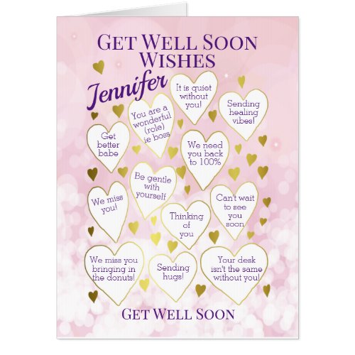Get Well Soon Wishes Custom Oversized  Card
