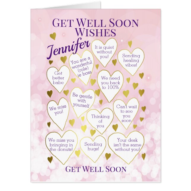 Get Well Soon Wishes Custom Oversized  Card (Front)