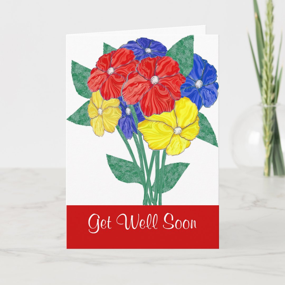 Get Well Soon wishes Flowers Card Zazzle