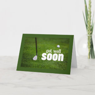 Get well soon with golf ball on green for golfer  card
