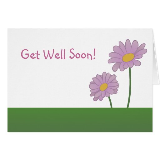 Get Well Soon with Purple Daisies Card | Zazzle