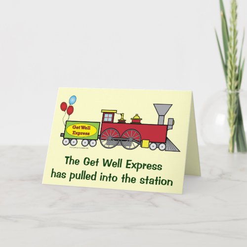 Get Well Soon with Train and Balloons Card