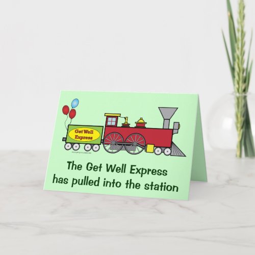 Get Well Soon with Train and Balloons Card