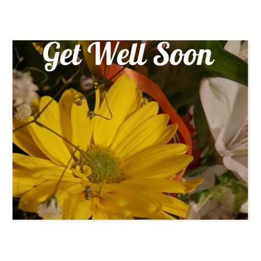 Get Well Soon Yellow Flower Postcard | Zazzle