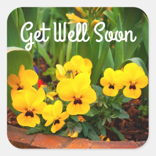 Get Well Soon Yellow Pansy 1 Stickers