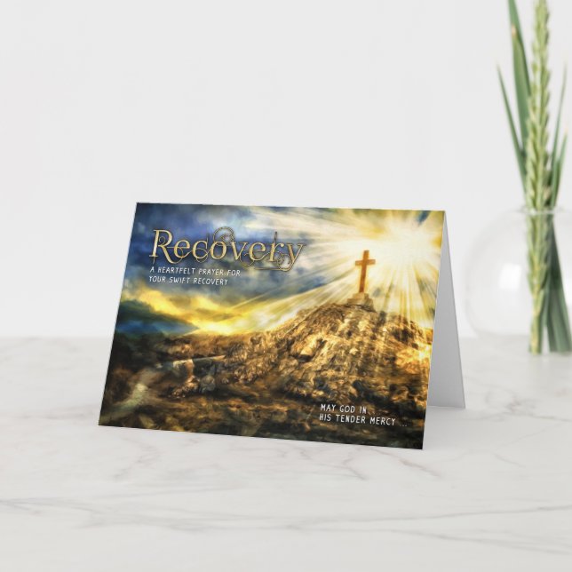 Get Well Spiritual Golden Cross Card (Front)