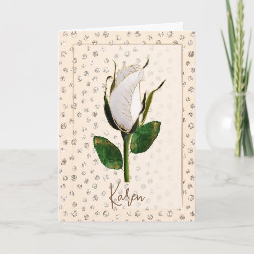 Get Well Thinking of You Glitter Rose Card