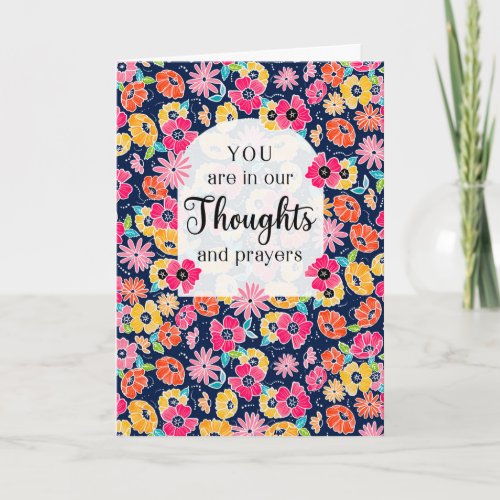 Get Well Thoughts  Prayers Bright Floral Pattern Card