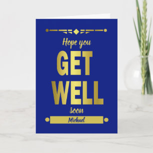 Get Well Typography Gold Card