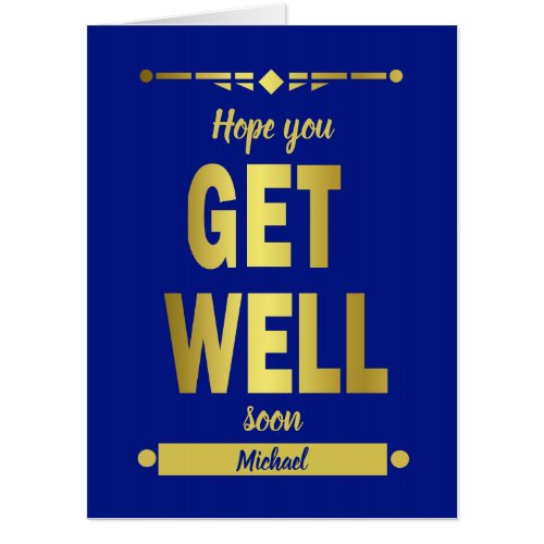 Get Well Typography Gold Oversized Card