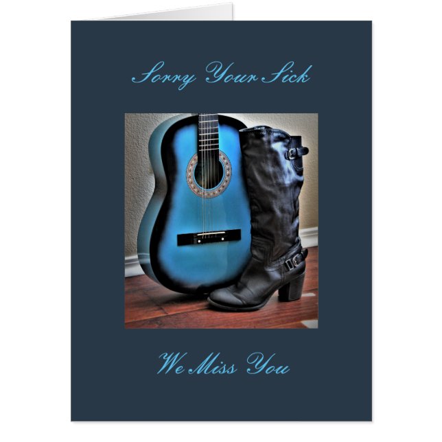 Get Well Western Blue  (Big 18"x24") Card (Front)