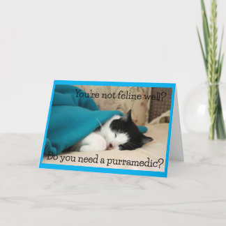 Get Well Wishes from Black and White Cat Card