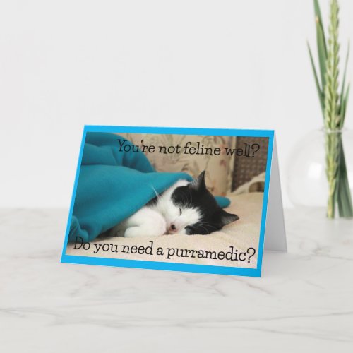 Get Well Wishes from Black and White Cat Card